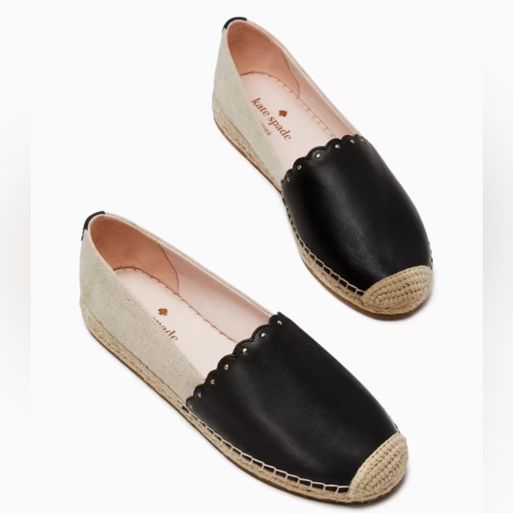 Kate Spade Gardenia Scalloped Leather Espadrilles
